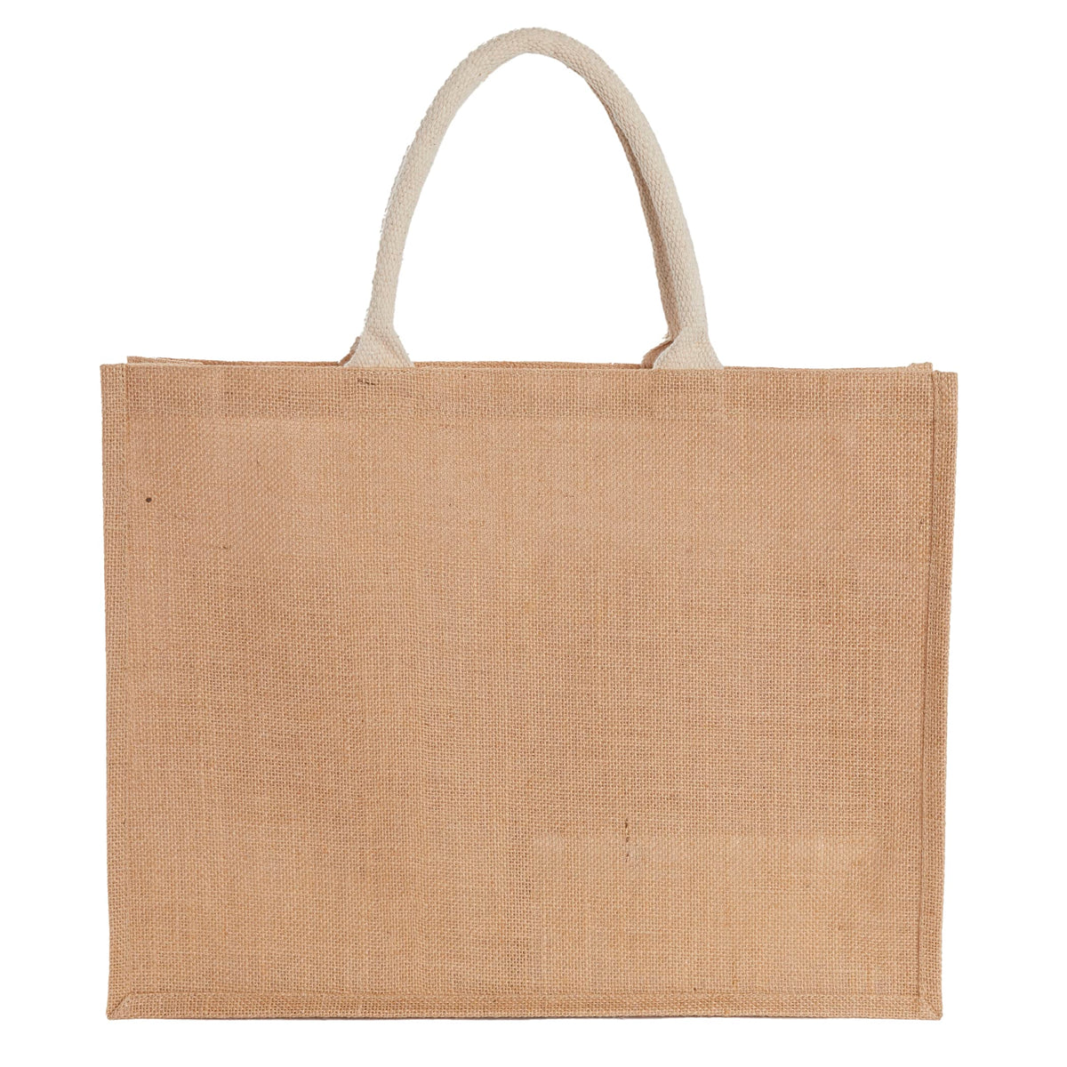 Custom Jute Shopper Tote with Recycled Cotton Pocket - back