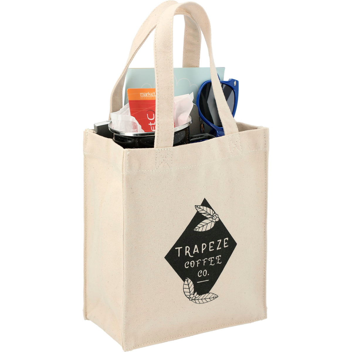 Custom Mini 10oz Cotton Gift Tote - angle