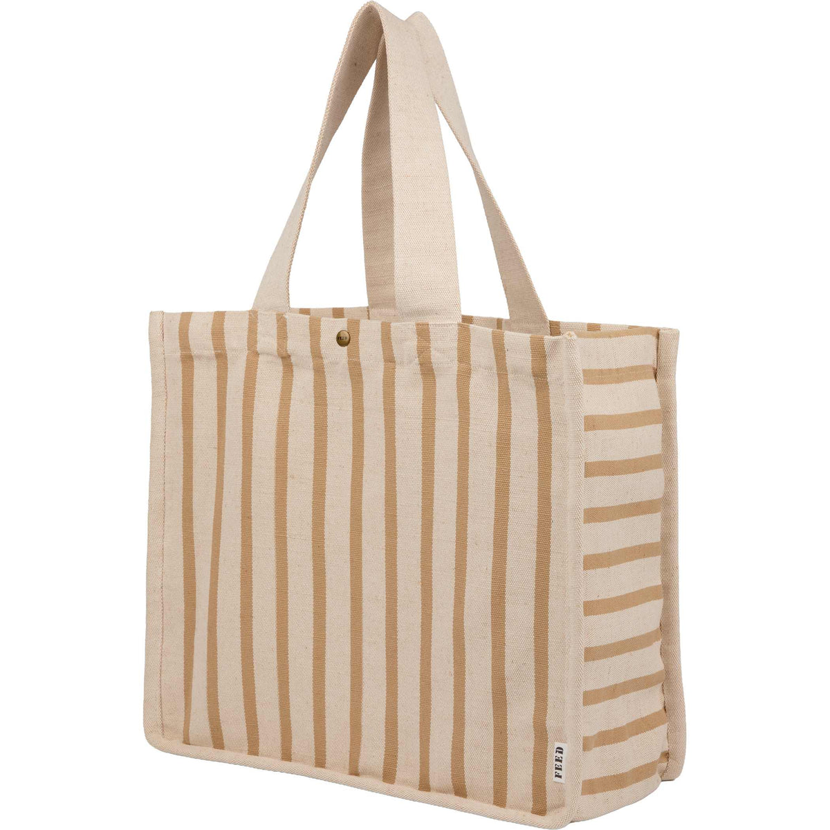 Custom FEED Cotton and Jute Striped Tote - angle