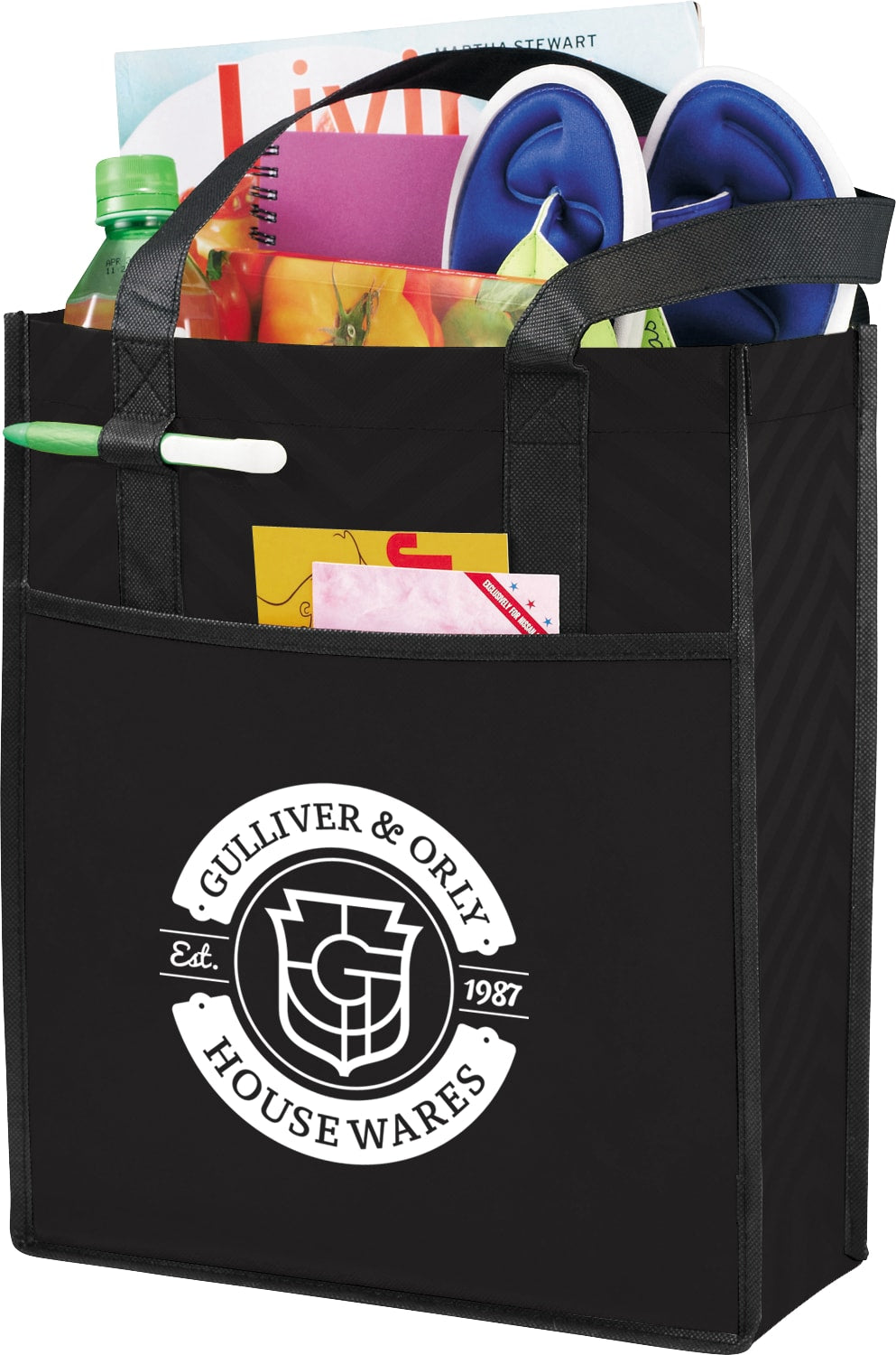Custom Printed Chevron Non-Woven Shopper Tote - angle