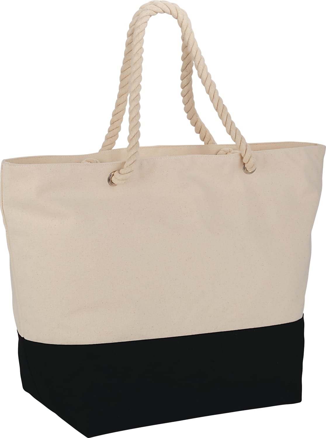 Custom Zippered 12oz Cotton Canvas Rope Tote - angle