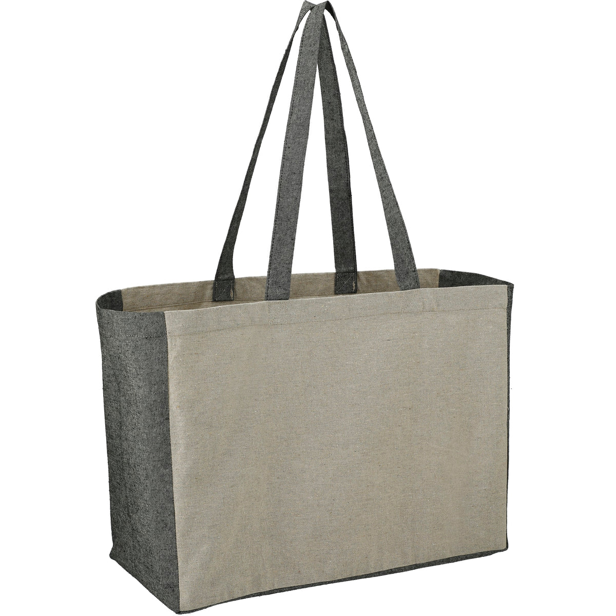 Custom Recycled Cotton Contrast Side Shopper Tote - angle