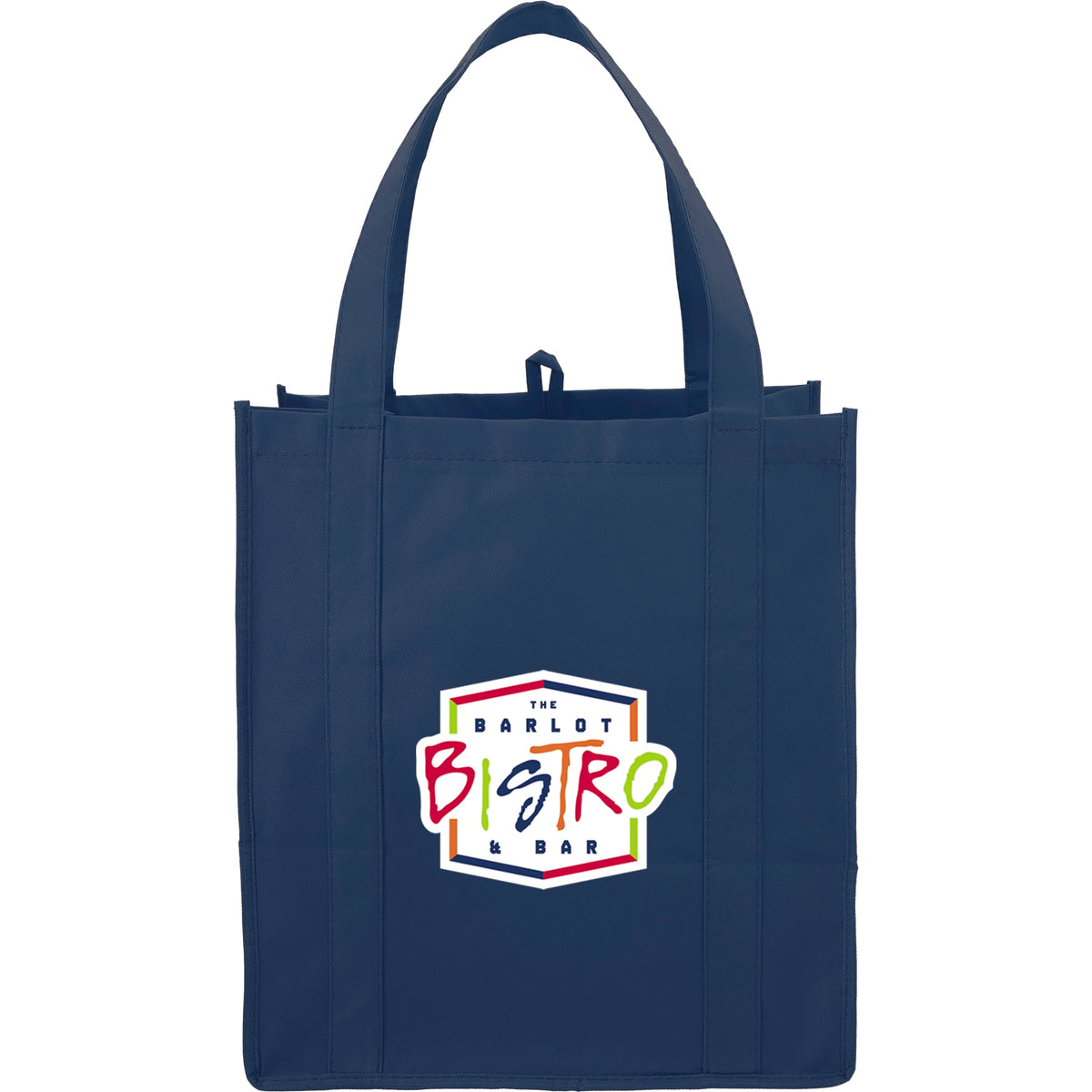 Custom Hercules Non-Woven Grocery Tote - decorated SM-7427NBL