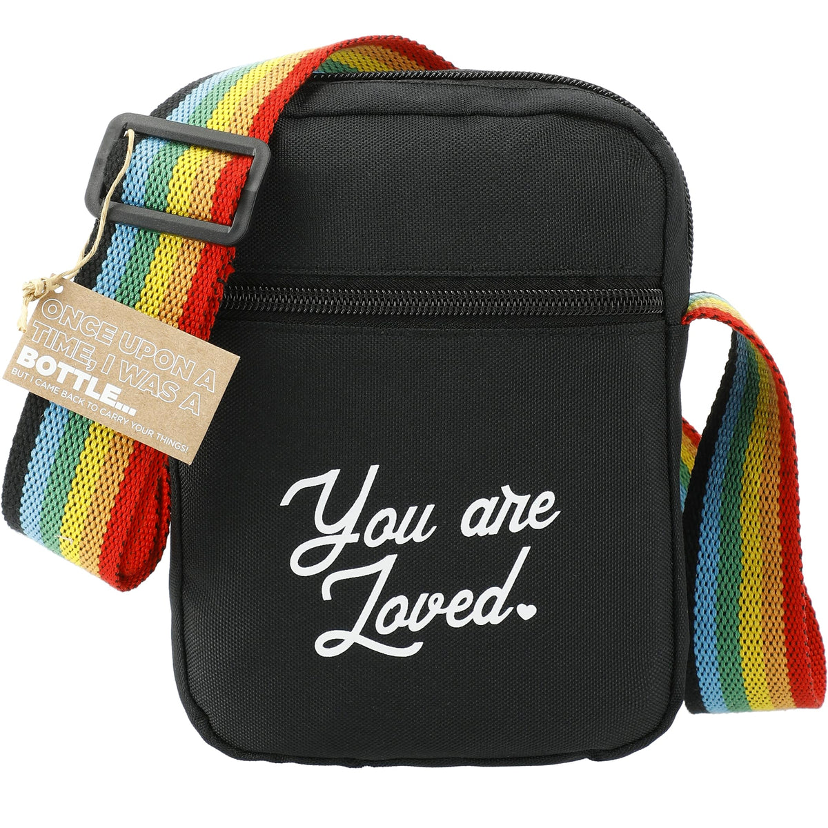 Custom Rainbow RPET Crossbody Tote - decorated 2301-60BK