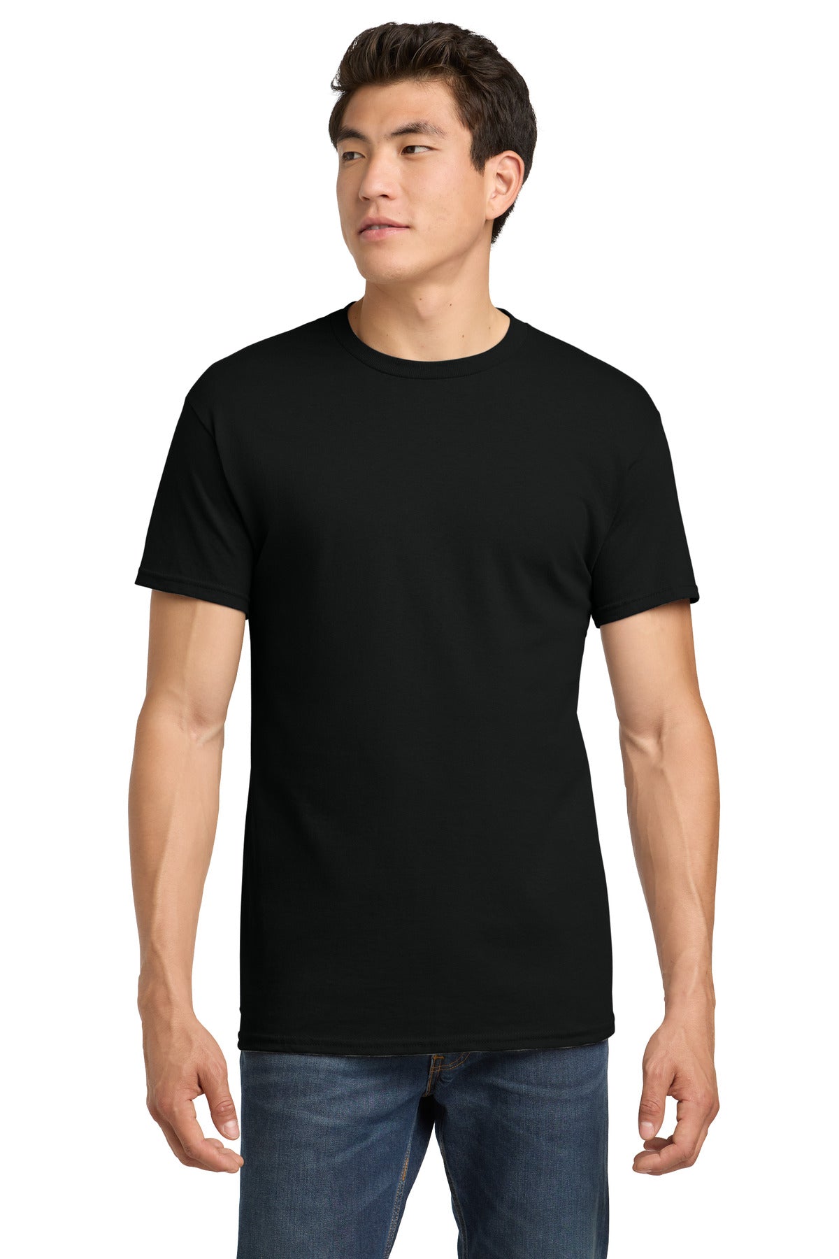 Custom Tee - Heavy Cotton in Black, front view on model
