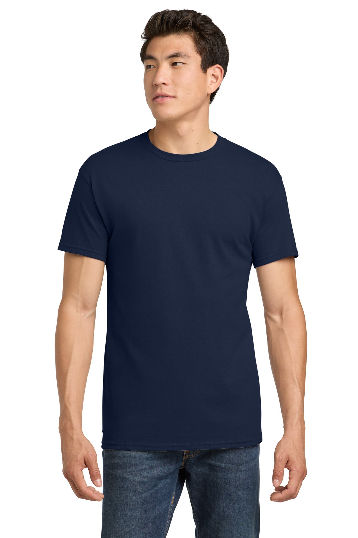 Custom Tee - Heavy Cotton in Navy, front view on model