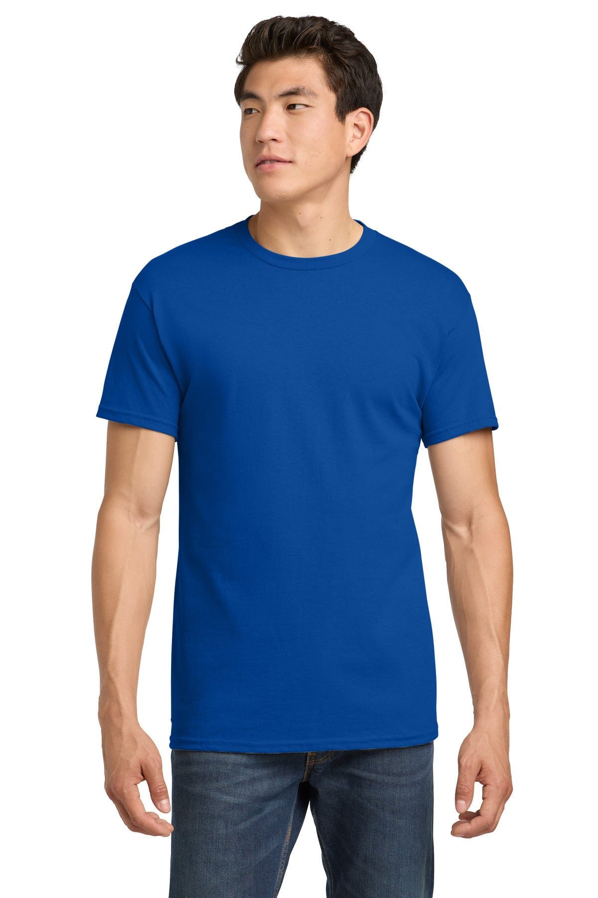 Custom Tee - Heavy Cotton in Royal, front view on model
