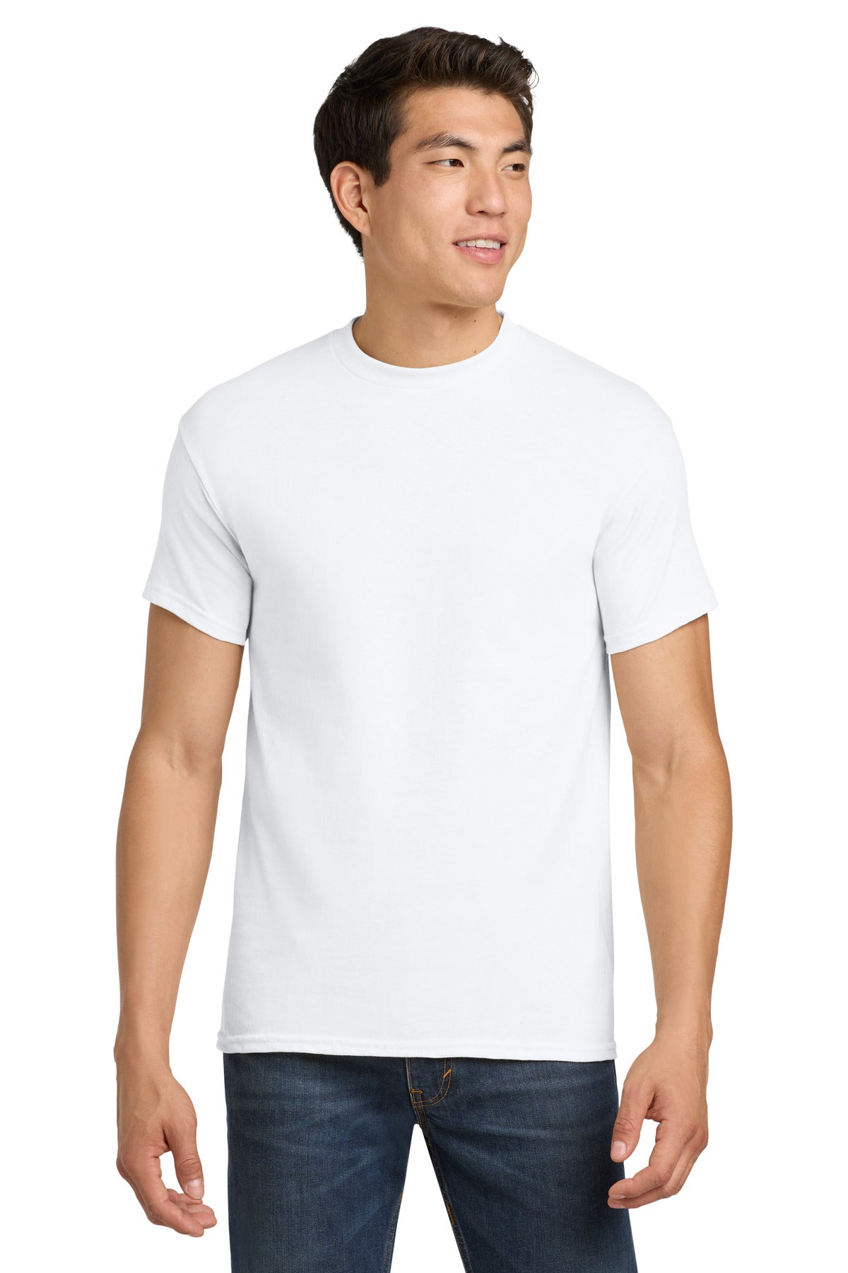 Custom Tee - Heavy Cotton in White, front view on model