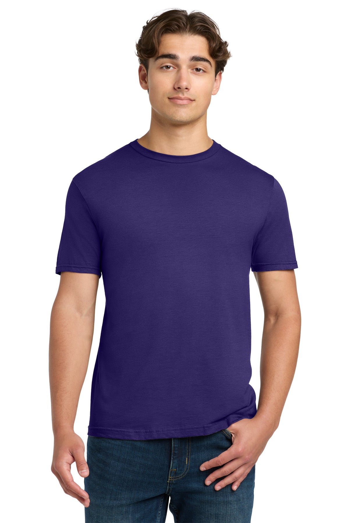Custom Tee - Softstyle in Purple, front view on model