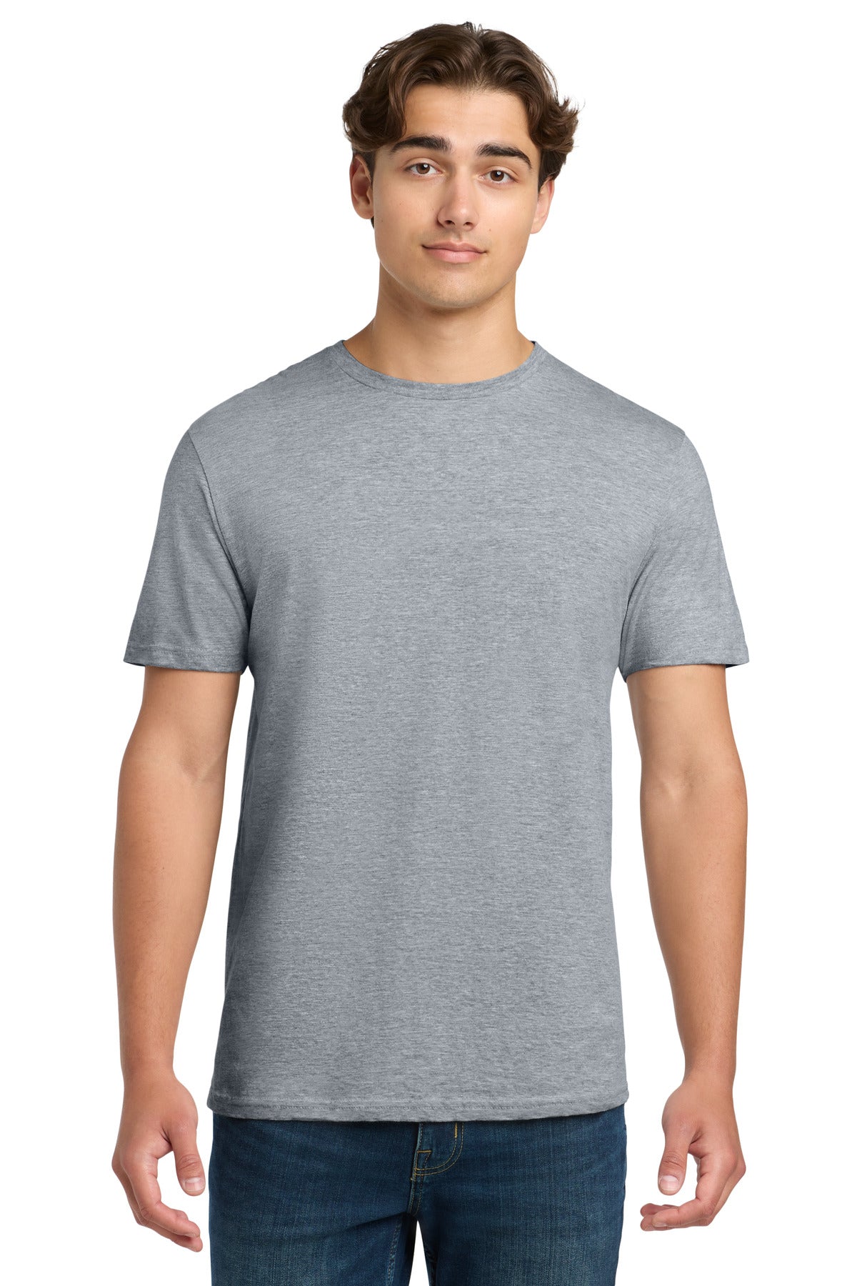 Custom Tee - Softstyle in Sport Grey, front view on model