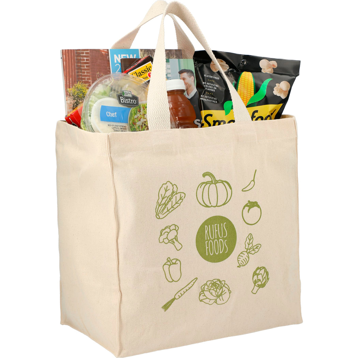 Custom Essential 8oz Cotton Grocery Tote - angle