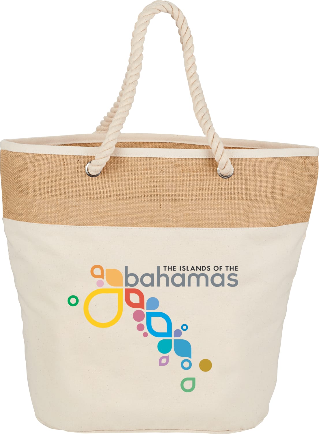 Custom Jute Accent 12oz Cotton Canvas Rope Tote