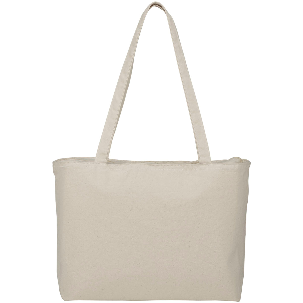 Custom Zippered 12oz Cotton Canvas Shopper Tote - back