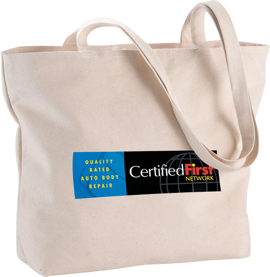 Custom Zippered 12oz Cotton Canvas Shopper Tote