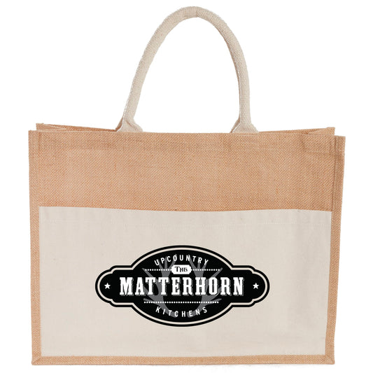 Custom Jute Shopper Tote with Recycled Cotton Pocket