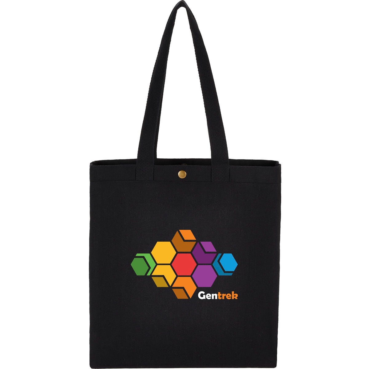 Custom Repose 10oz Recycled Cotton Box Tote w/Snap - decorated 7901-02BK