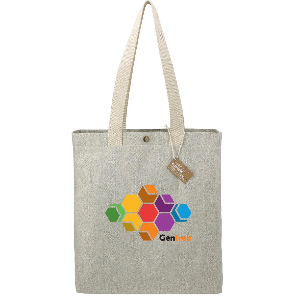 Custom Repose 10oz Recycled Cotton Box Tote w/Snap - decorated 7901-02GY