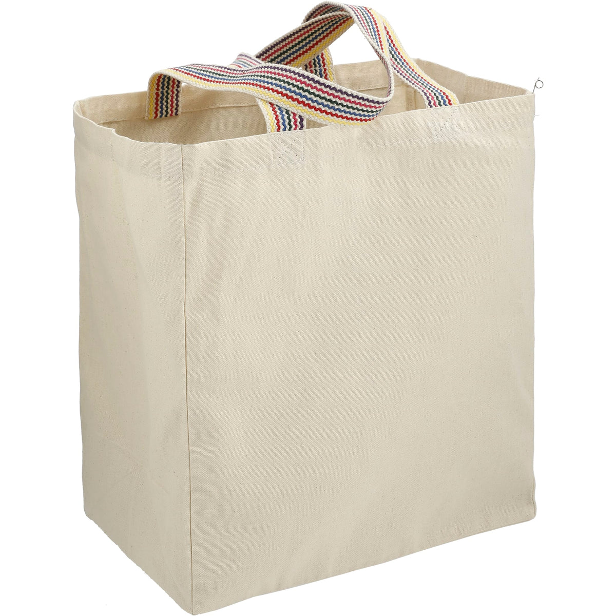 Custom Rainbow Recycled 6oz Cotton Grocery Tote - angle