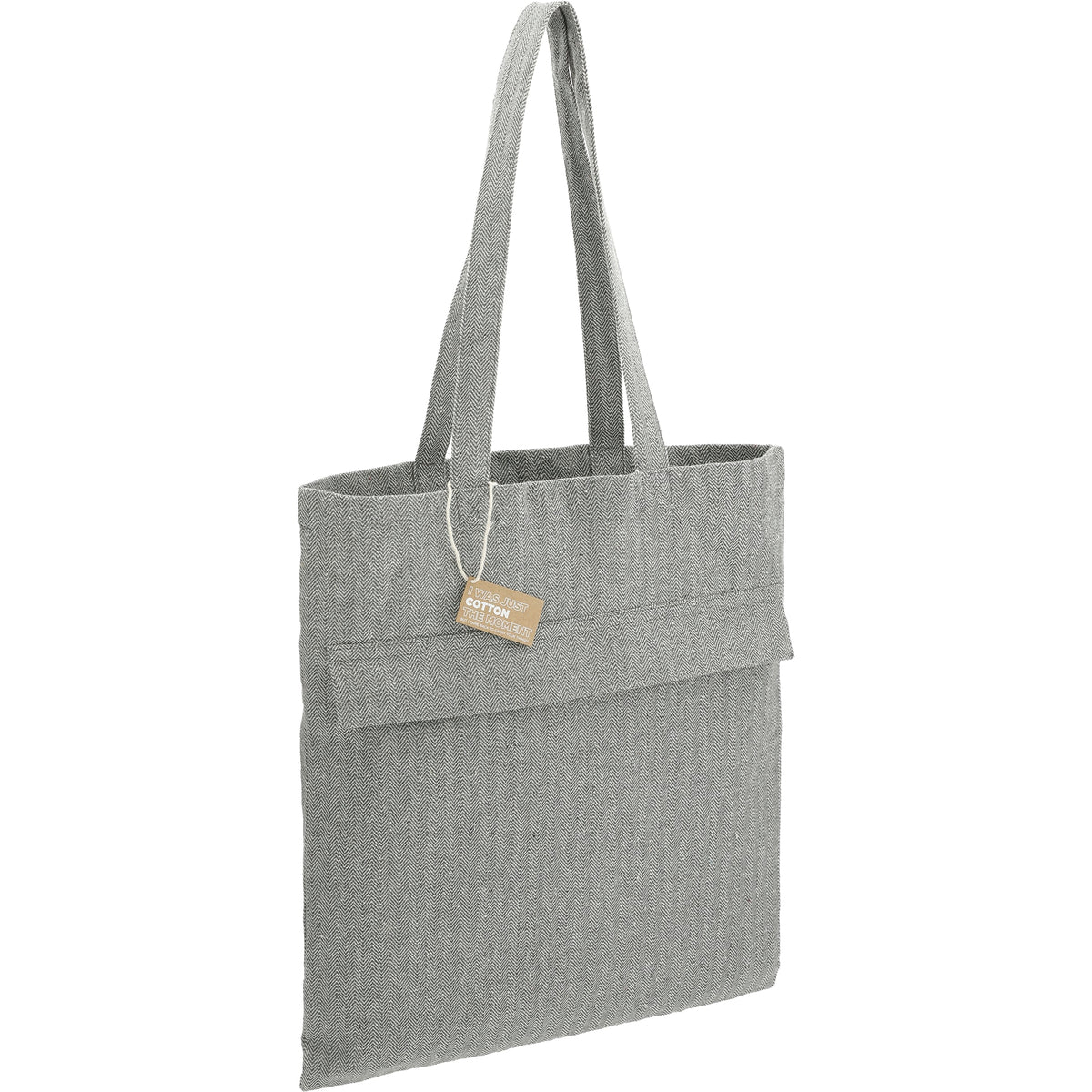 Custom Recycled Cotton Herringbone Tote w/Zip Pocket - angle