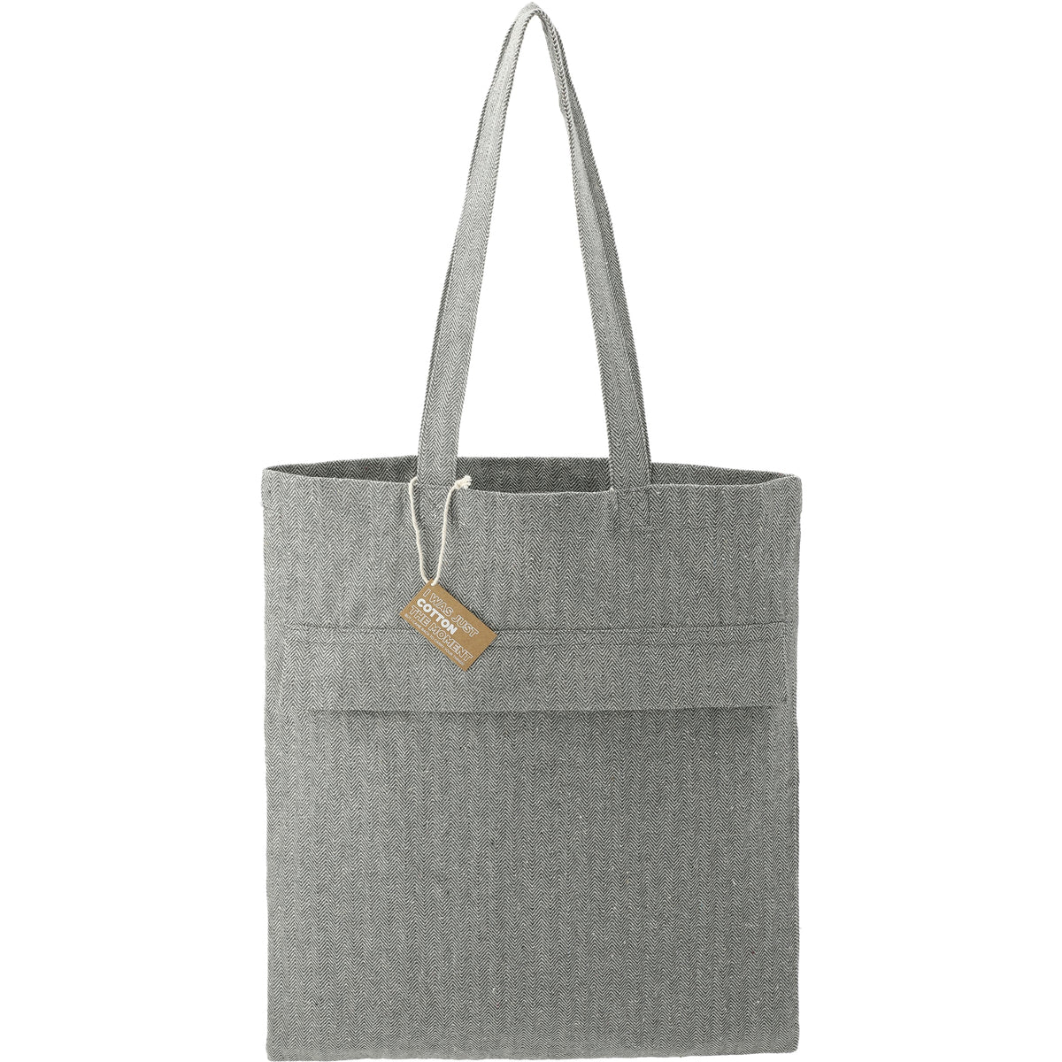 Custom Recycled Cotton Herringbone Tote w/Zip Pocket - blank 7901-10DGY