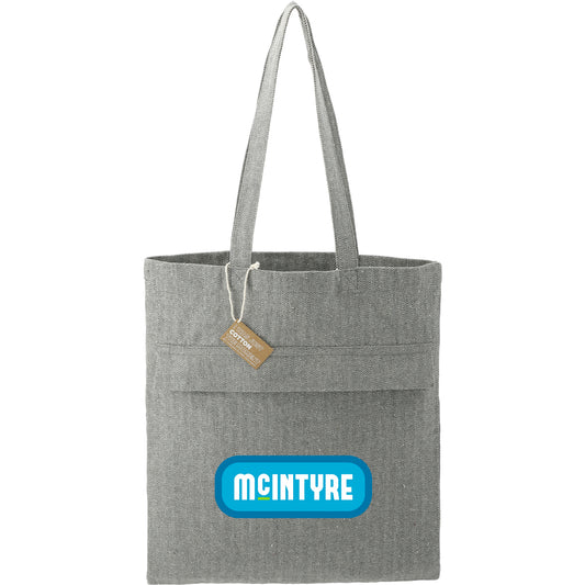 Custom Recycled Cotton Herringbone Tote w/Zip Pocket