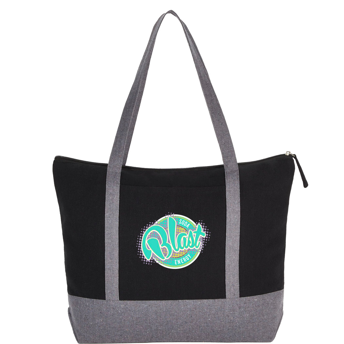 Custom Repose 10oz Recycled Cotton Zippered Tote - decorated 7901-11BK