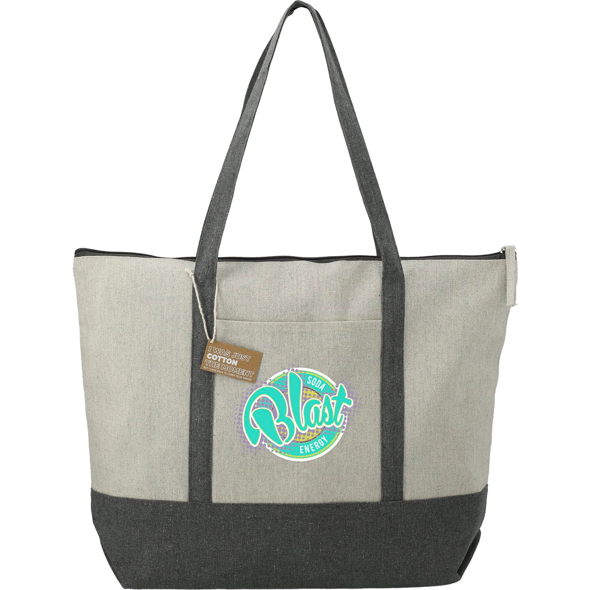 Custom Repose 10oz Recycled Cotton Zippered Tote - decorated 7901-11GY