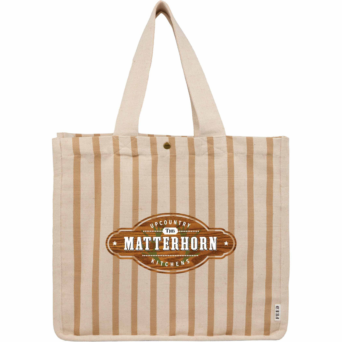 Custom FEED Cotton and Jute Striped Tote
