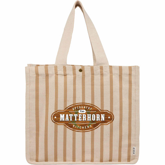 Custom FEED Cotton and Jute Striped Tote