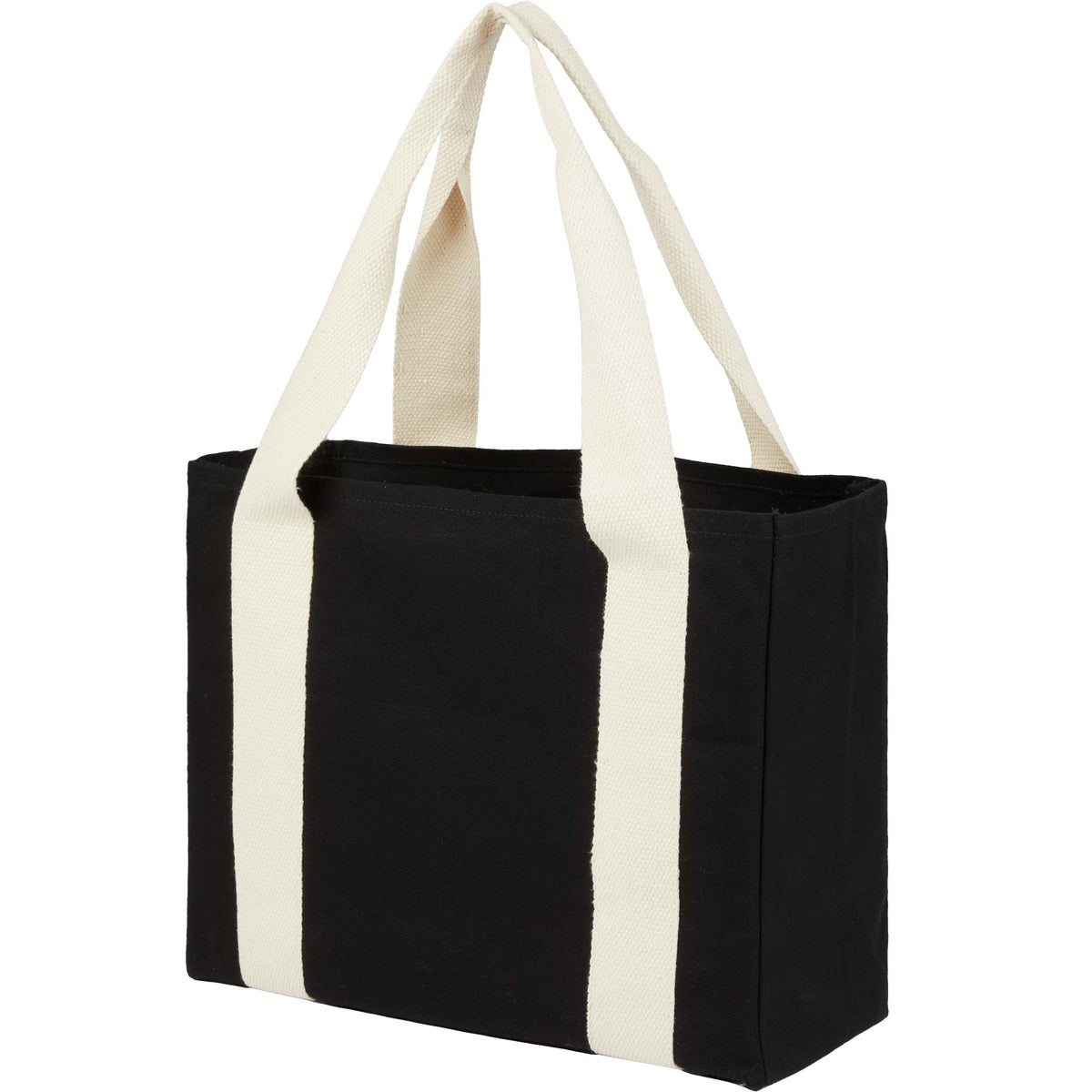 Custom 12oz Cotton Shopper Tote with Contrast Handles - angle