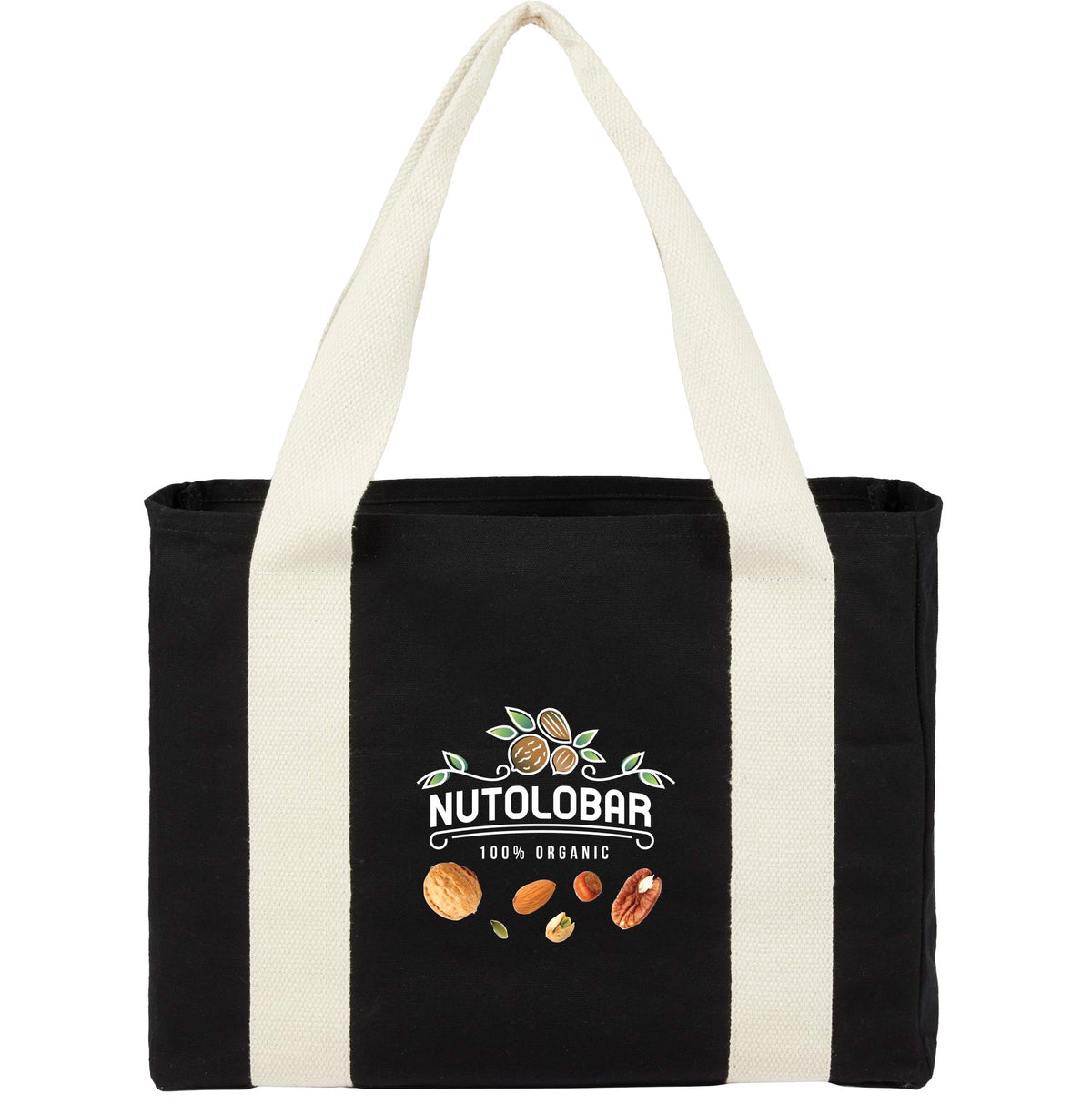 Custom 12oz Cotton Shopper Tote with Contrast Handles - decorated 7901-52BK