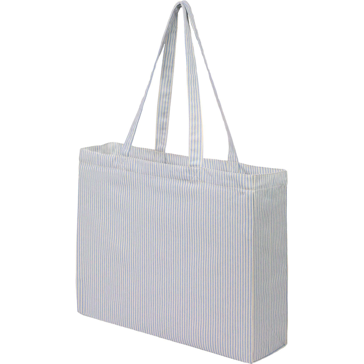 Custom Striped Pacific Recycled Cotton Shopper Tote - angle