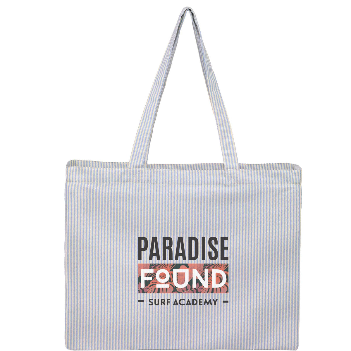 Custom Striped Pacific Recycled Cotton Shopper Tote - decorated 7901-53BL