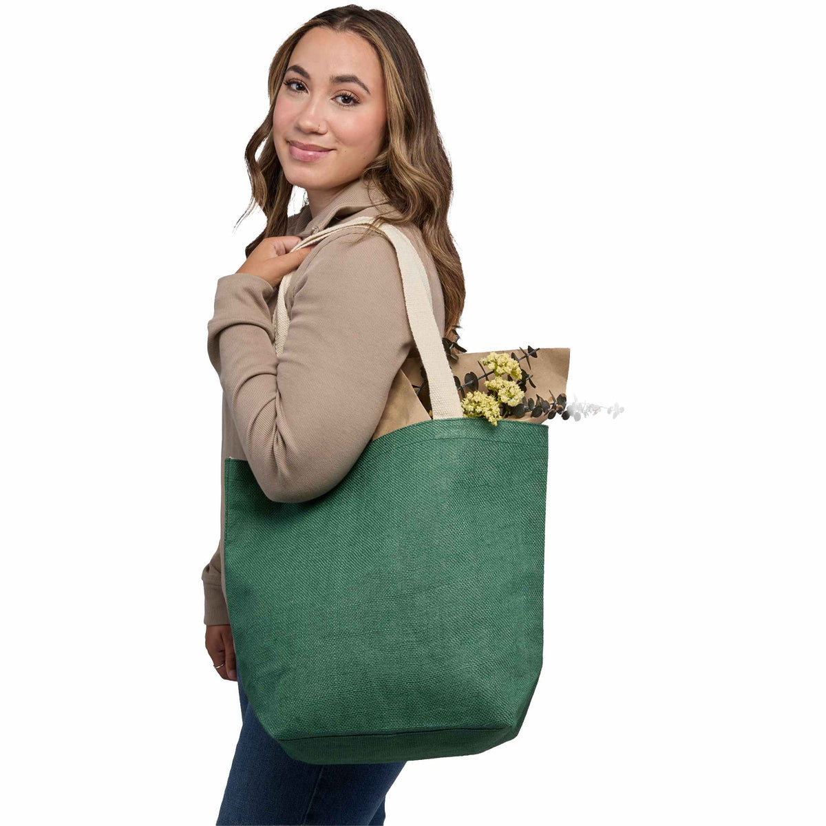Custom Sol Jute Classic Shopper Tote - blank 7901-80GR