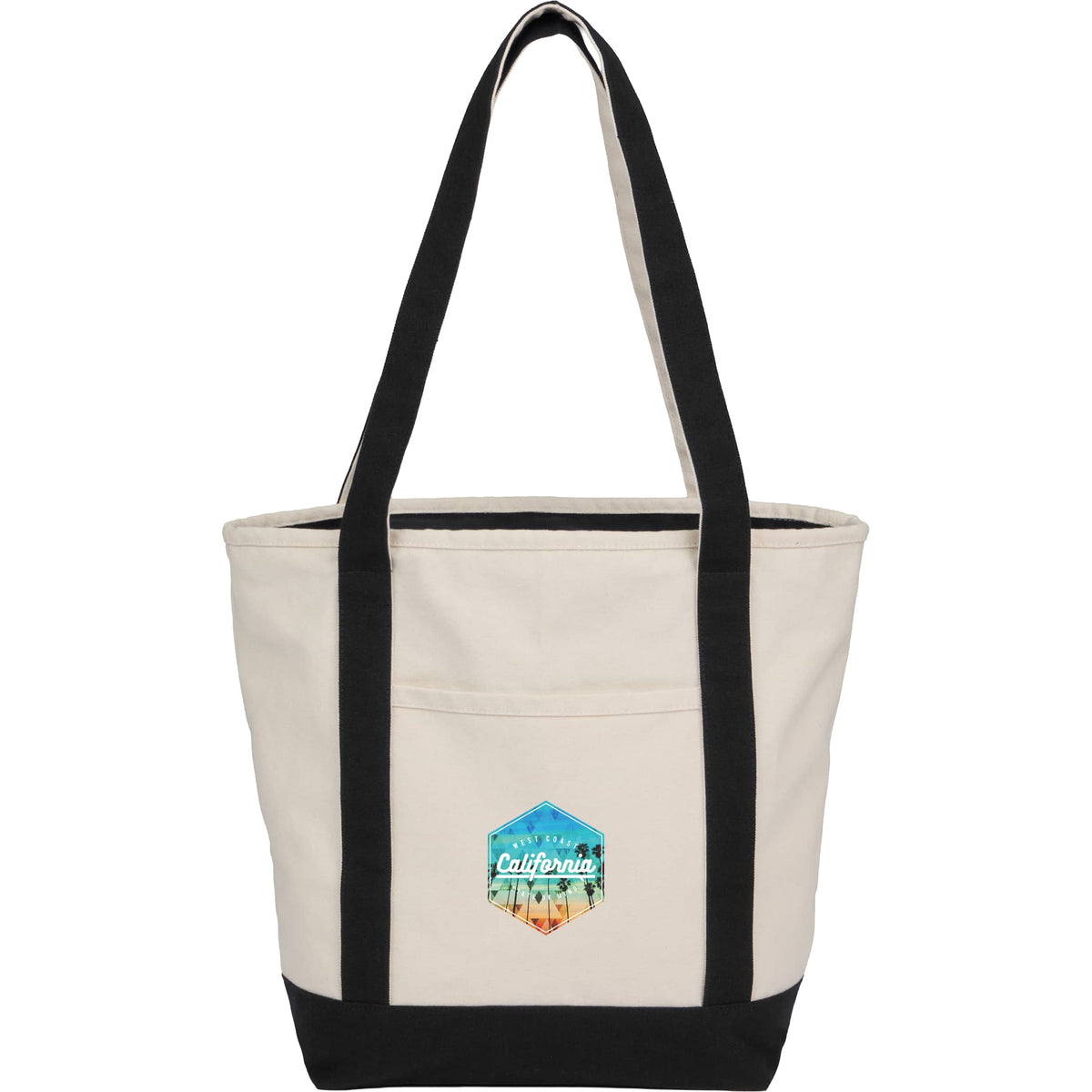 Custom Recycled 12oz Zip Top Canvas Tote - decorated 7901-86BK