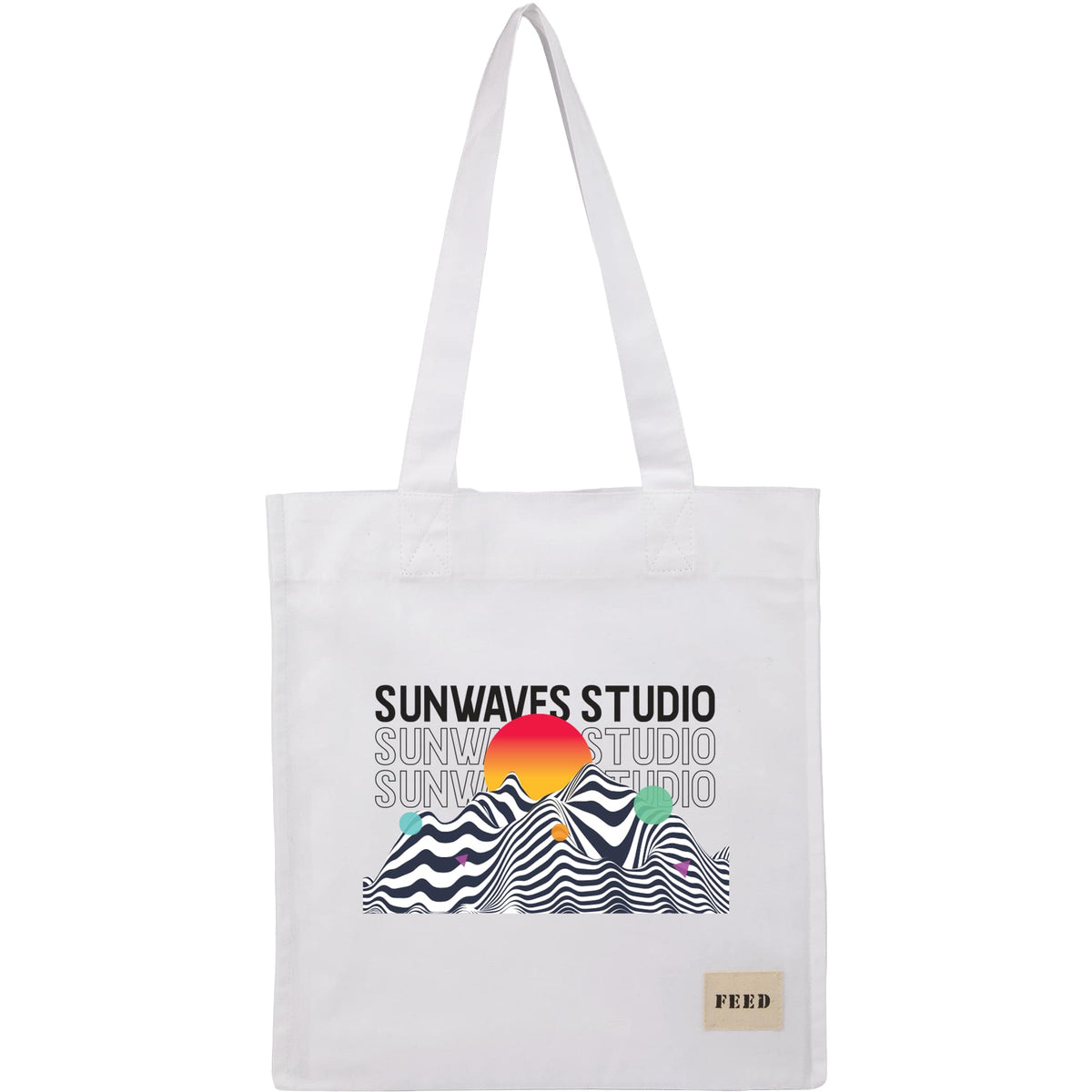 Custom FEED Organic Cotton Book Tote - decorated 9009-20WH