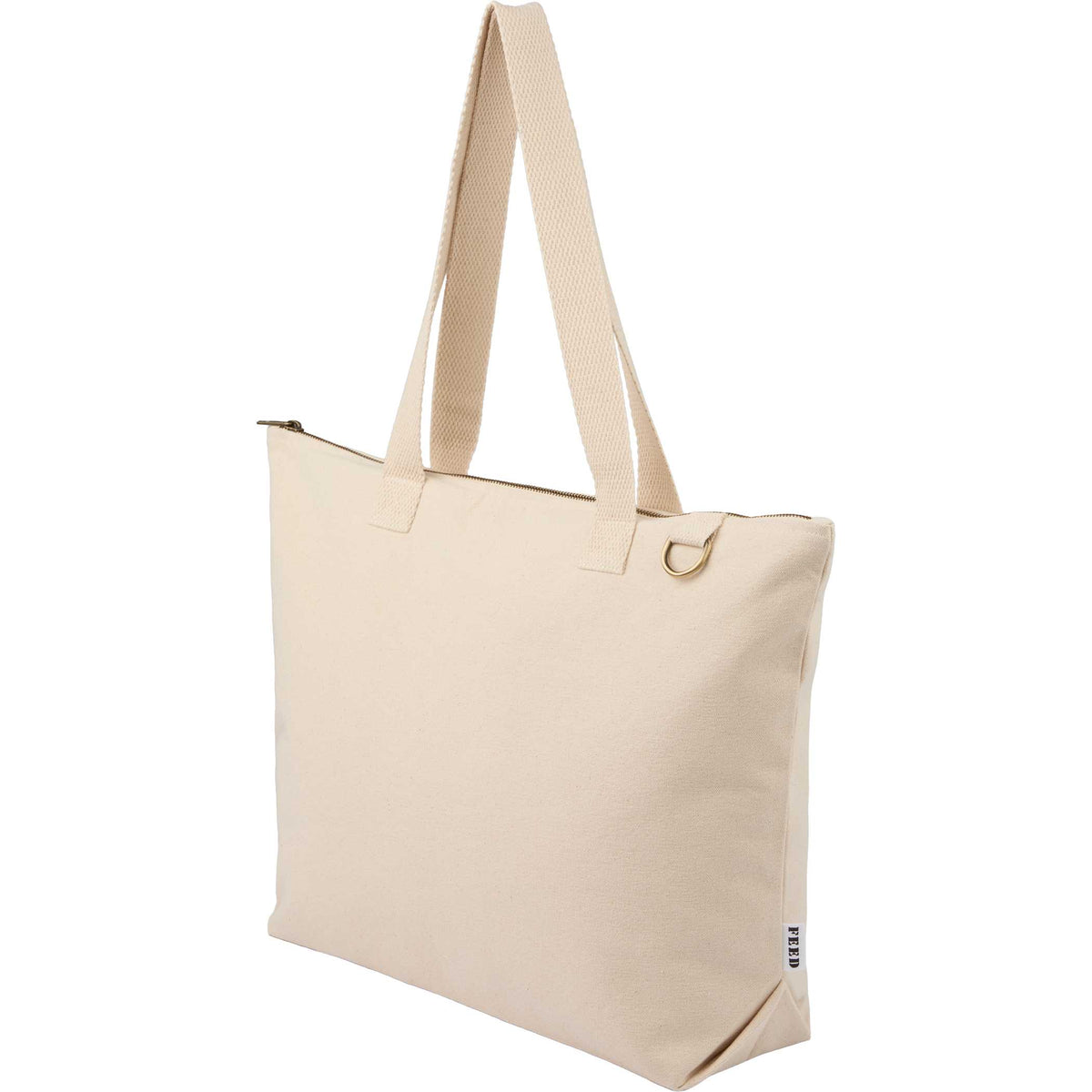 Custom FEED Organic Cotton Zippered Tote - angle