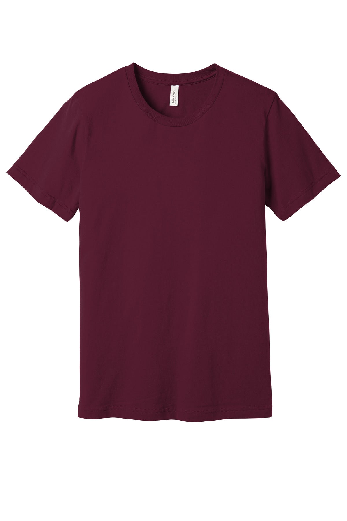 Custom Tee - Premium Jersey in Maroon, front view on model