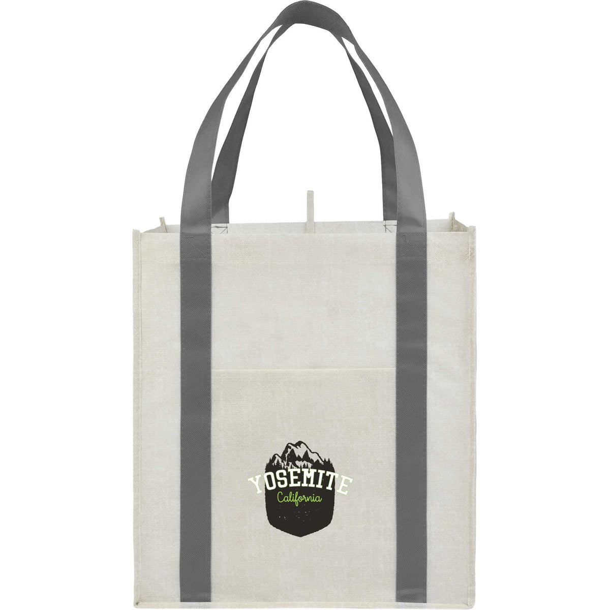 Custom Neptune Recycled Non-Woven Grocery Tote - decorated SM-5213GY