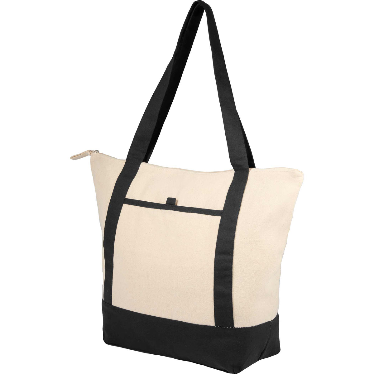 Custom Isle 8oz Organic Cotton Zippered Tote - angle