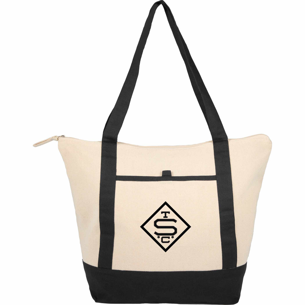 Custom Isle 8oz Organic Cotton Zippered Tote - decorated SM-5226NTBK