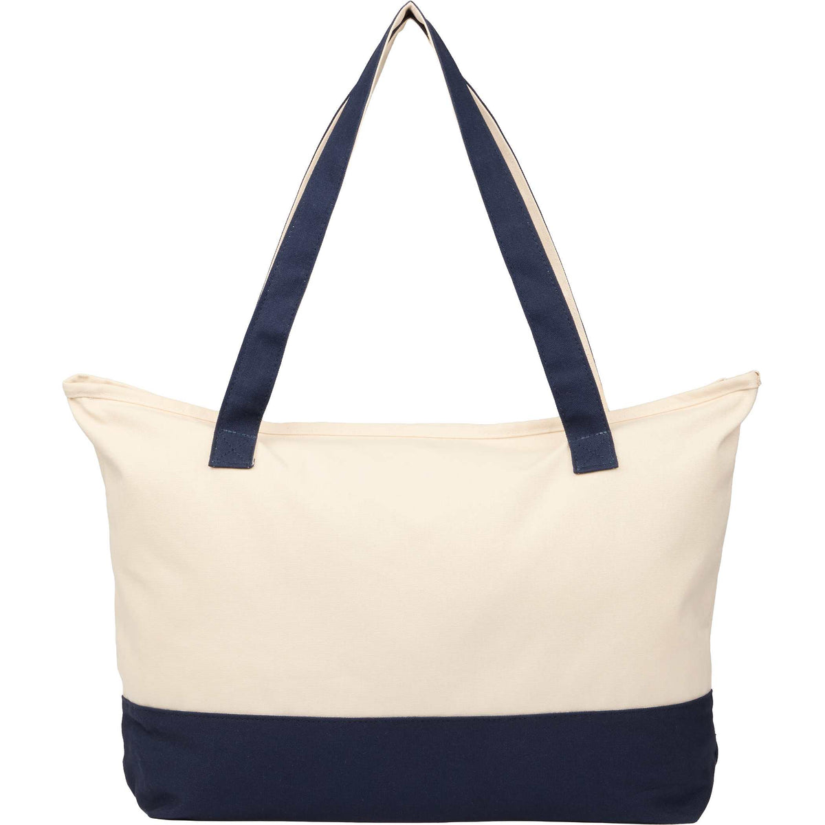Custom Color Accent 12oz Recycled Cotton Zippered Tote - back