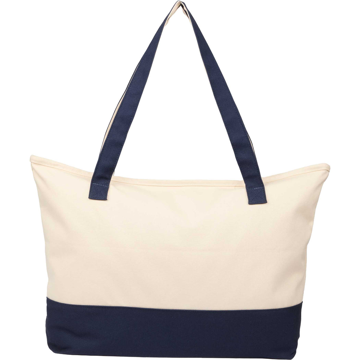 Custom Color Accent 12oz Recycled Cotton Zippered Tote - blank SM-5460NY