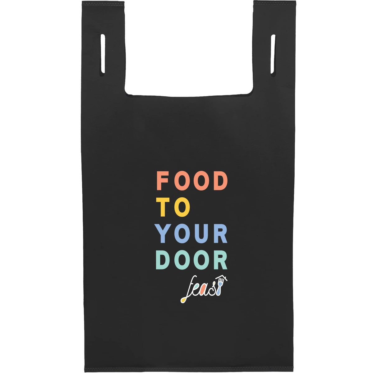 Custom Recycled Non-Woven T-Shirt Tote - decorated SM-5461BK