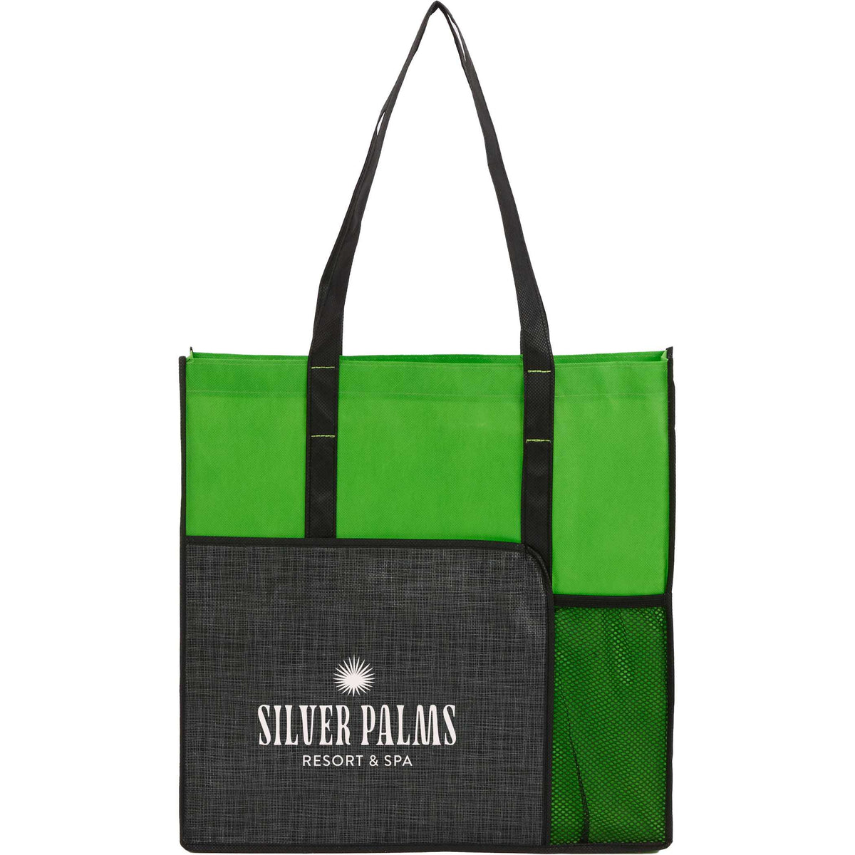 Custom Radius Recycled Non-Woven Tote - decorated SM-5599LM