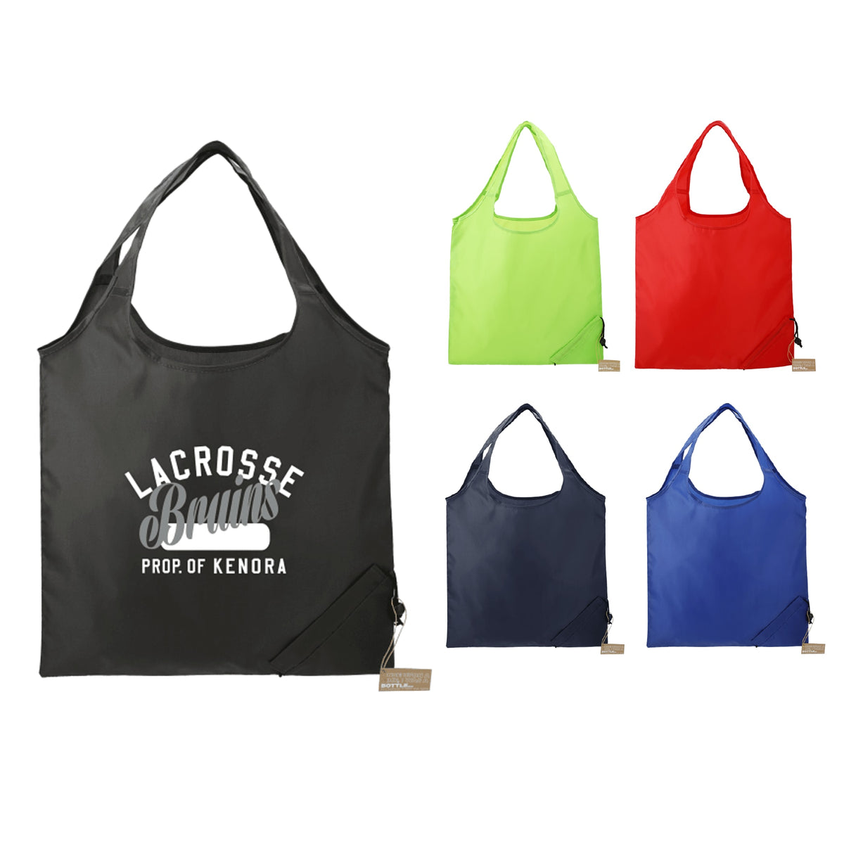 Custom Bungalow RPET Foldable Shopper Tote - decorated SM-5715BK