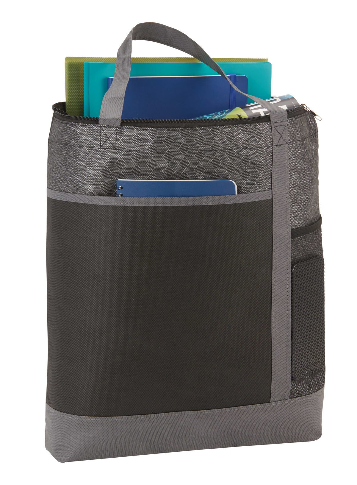 Custom Chrome Non-Woven Zipper Convention Tote - angle