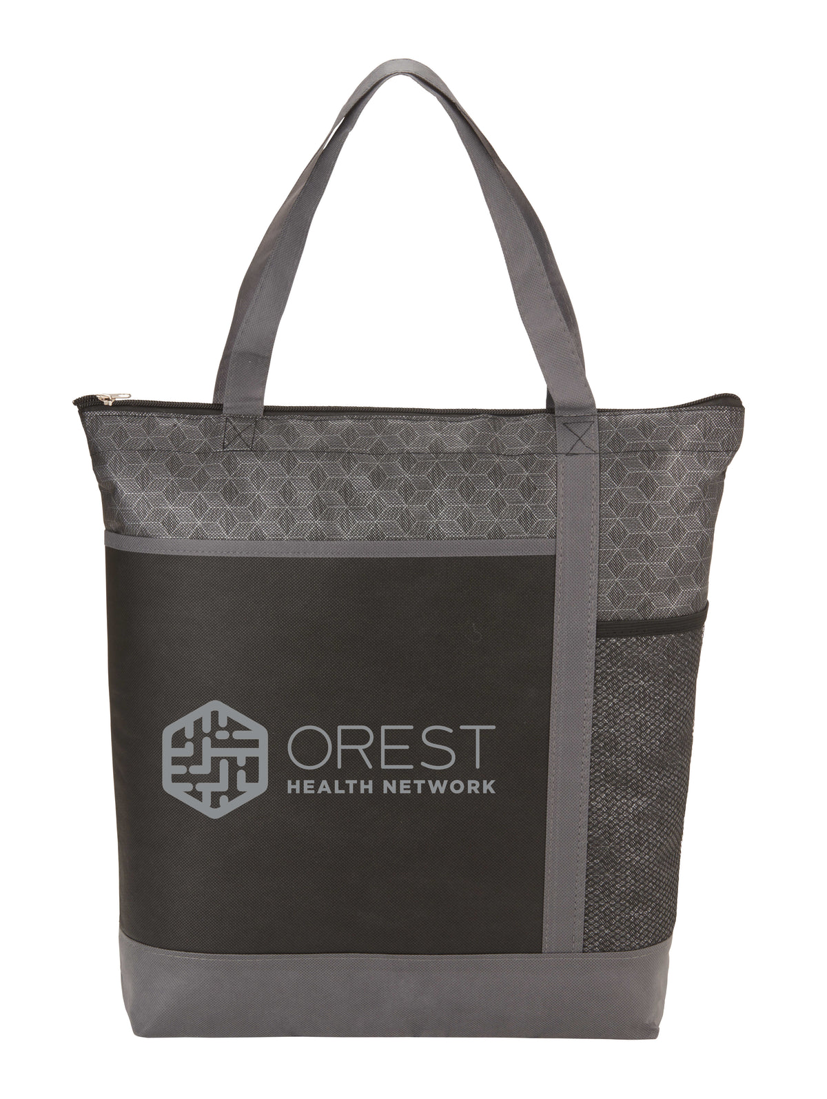 Custom Chrome Non-Woven Zipper Convention Tote - decorated SM-5750BK