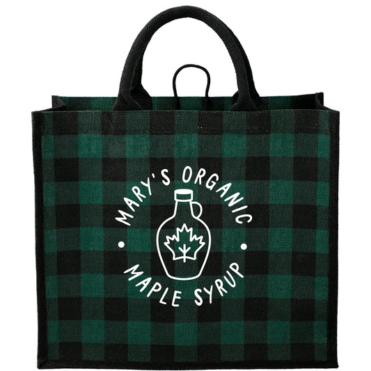 Custom Buffalo Plaid Printed Jute Tote