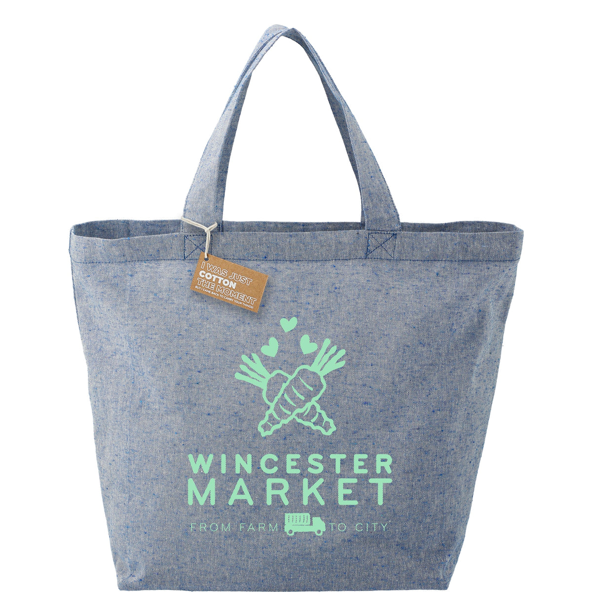 Custom Recycled 5oz Cotton Twill Grocery Tote - decorated SM-5779BL